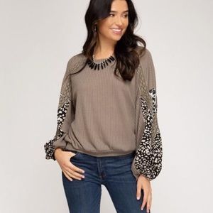 Too Busy For You Leopard Sleeves Top